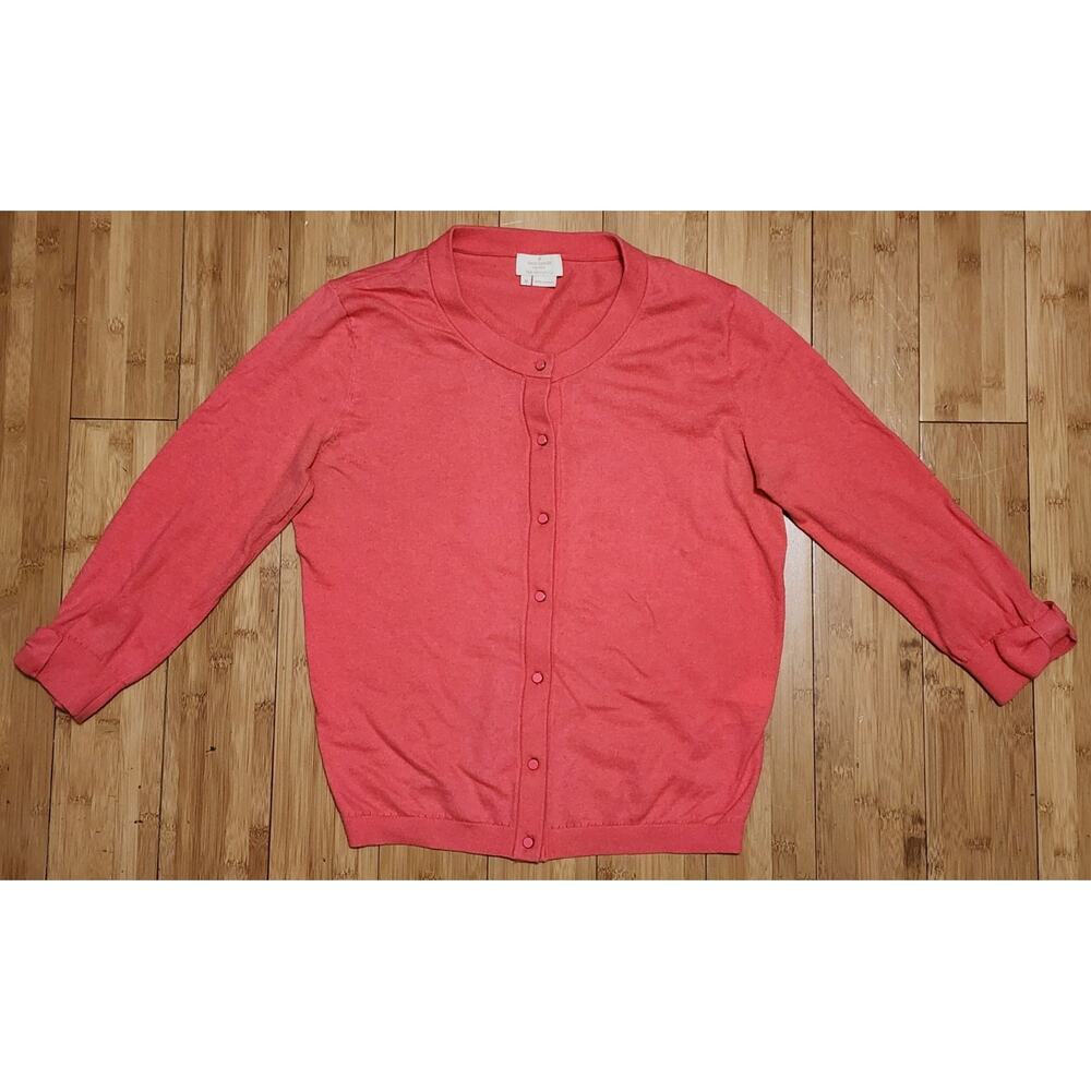 Kate Spade Womens Cardigan Sweater M Medium Somerset Salmon Pink Cashmere Touch